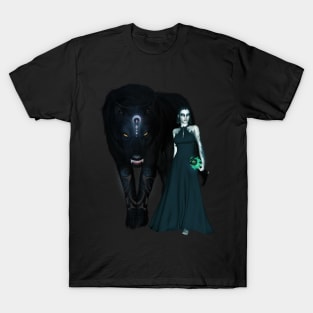 Awesome wolf with fairy in the dark night T-Shirt